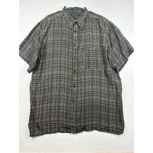 Marc Edwards Silk Shirt Mens‎ 2XL Big Tall Geometric Short Sleeve Button Up